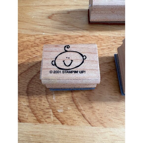 Stampin Up! 2001 Wooden Rubber Stamps Set Of 5 Congrats! Miss You Thanks Designs - Picture 4 of 9